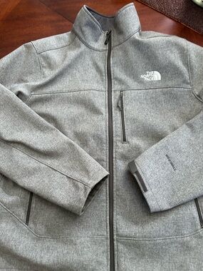 The North Face Windwall Soft Shell Heather Gray Full-Zip Jacket Men's Large